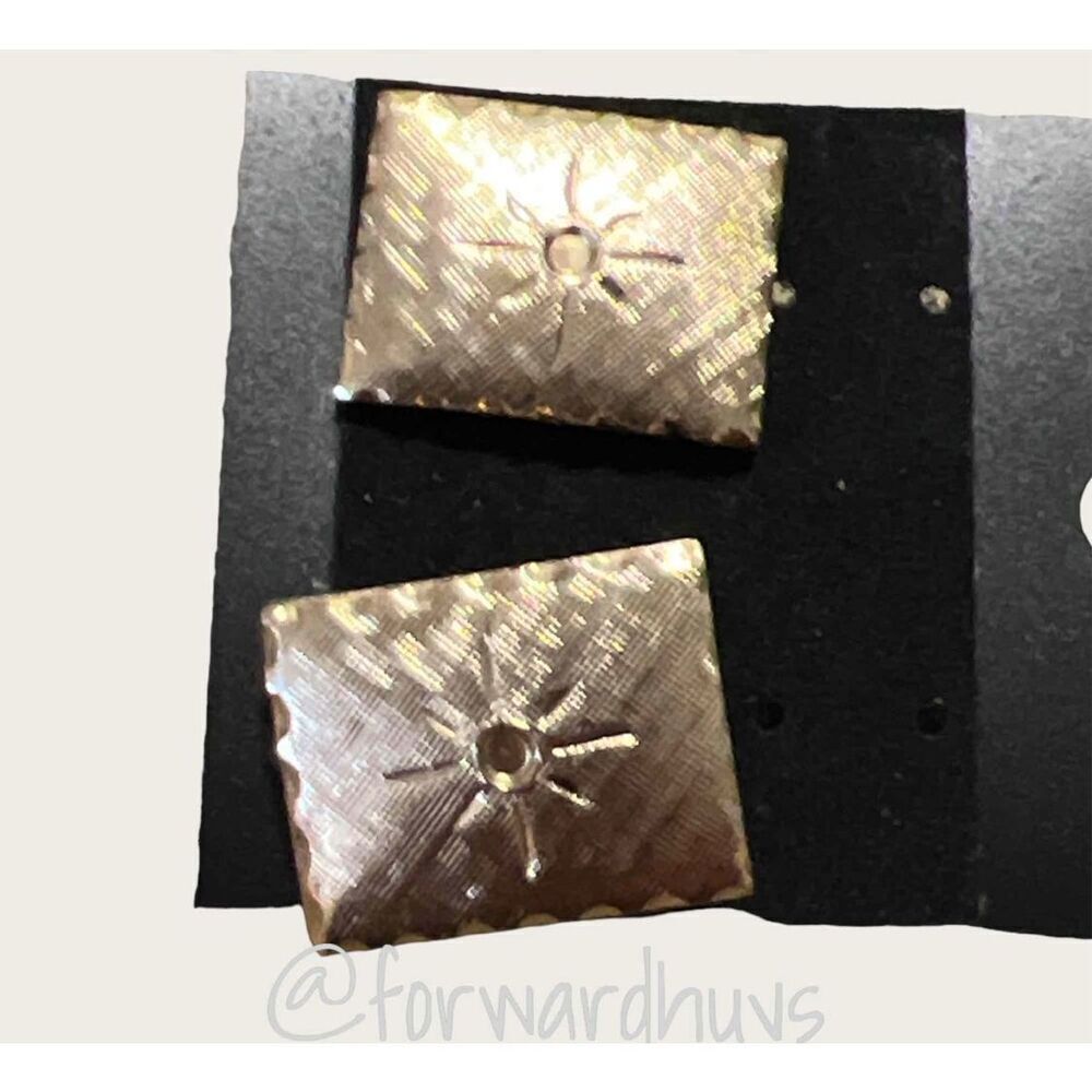 ☑️ Vintage Men's Gold Tone Cuff Links with Sunburst Etching